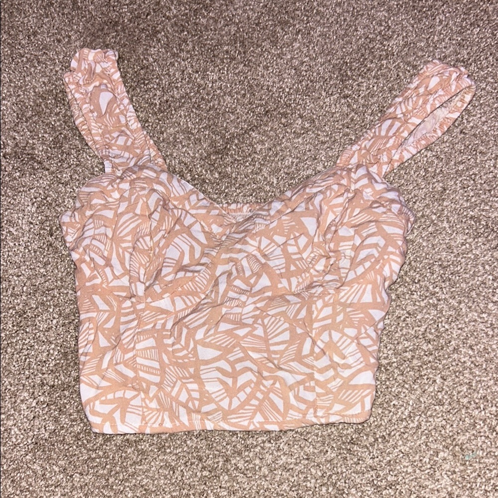 Japna Orange Ruched Fitted Crop Tank Top